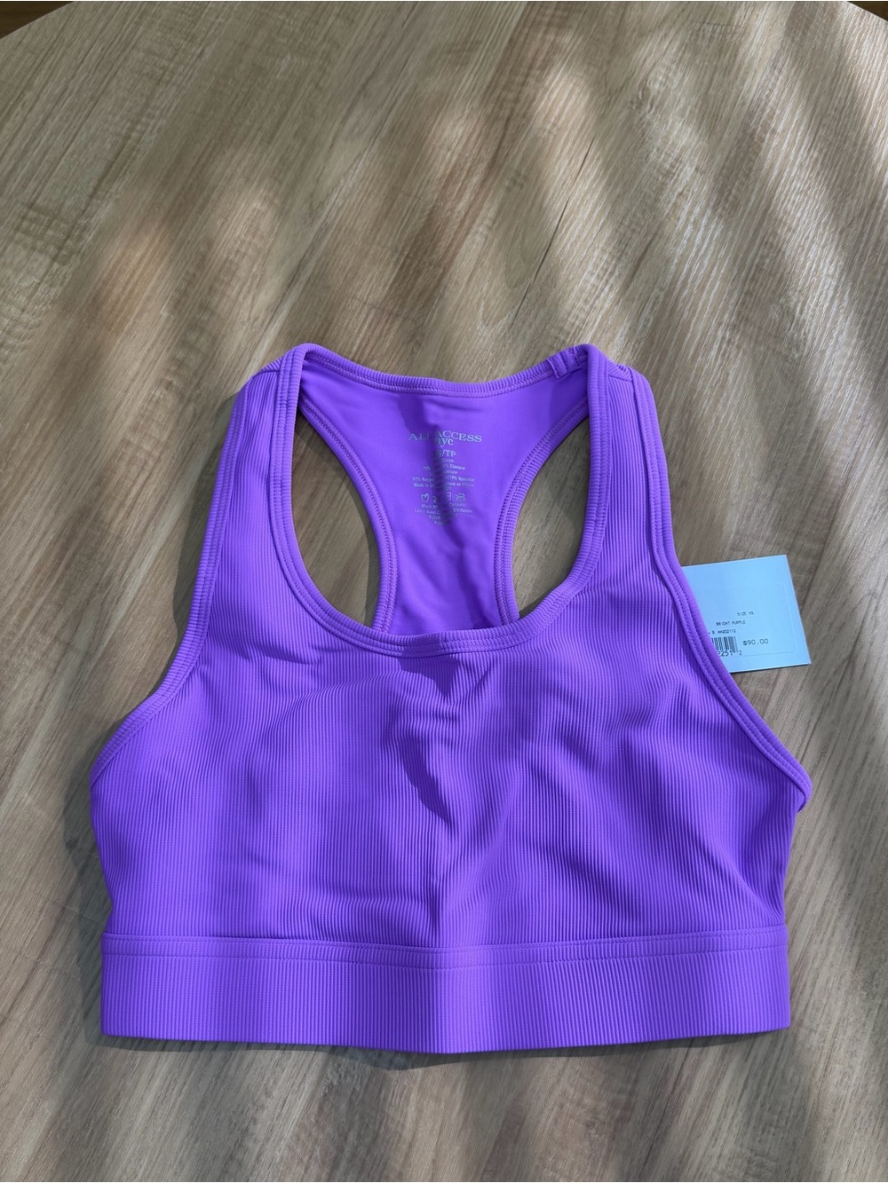 ALL ACCESS Purple Ribbed Racerback Sports Bra